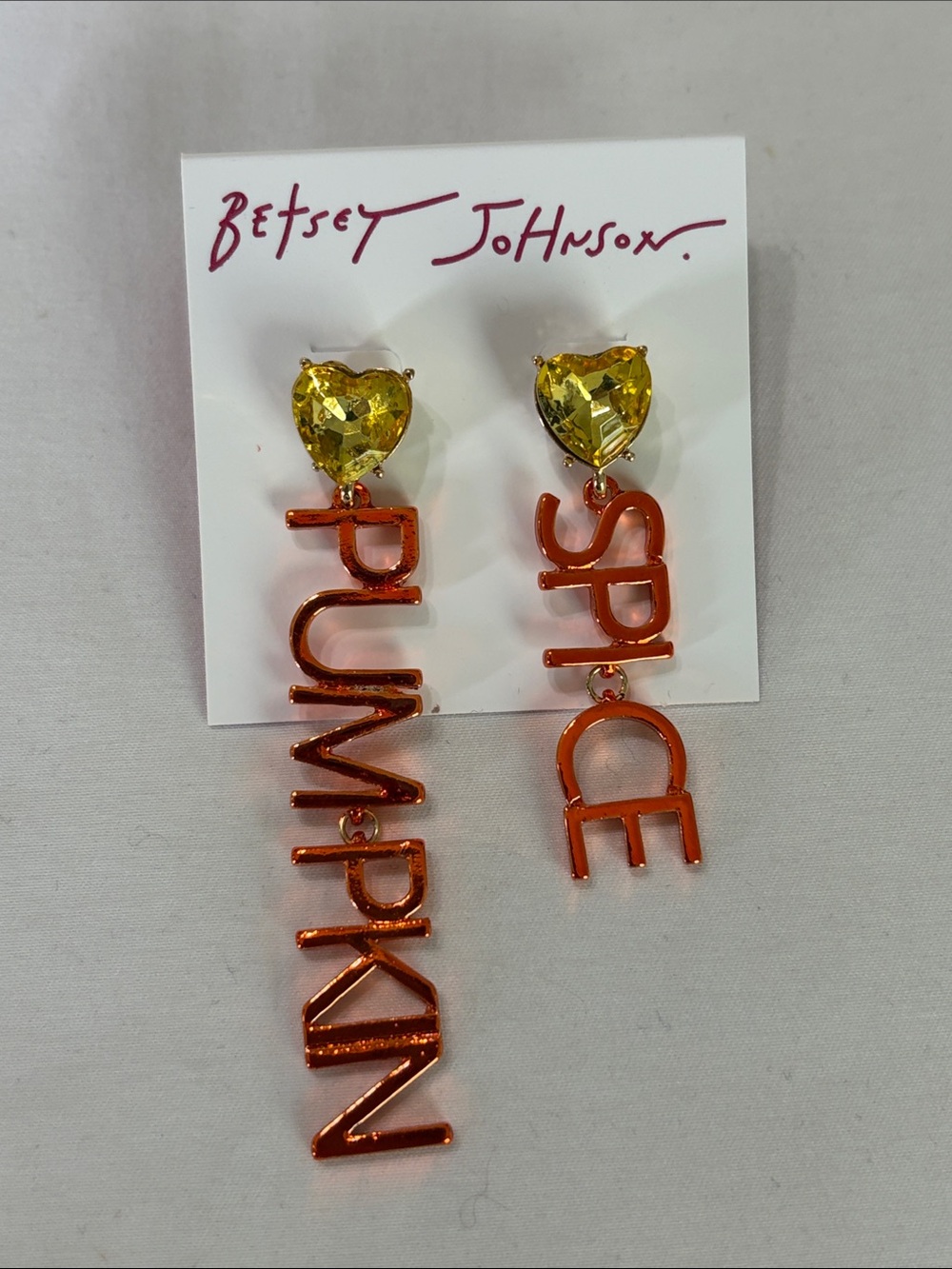 Betsey Johnson PUMPKIN and SPICE Drop Earrings NWT